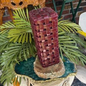 Burgundy Basketweave Rectangular Candle
